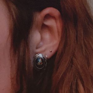 Sterling Silver Earrings w/ Gold and Blue